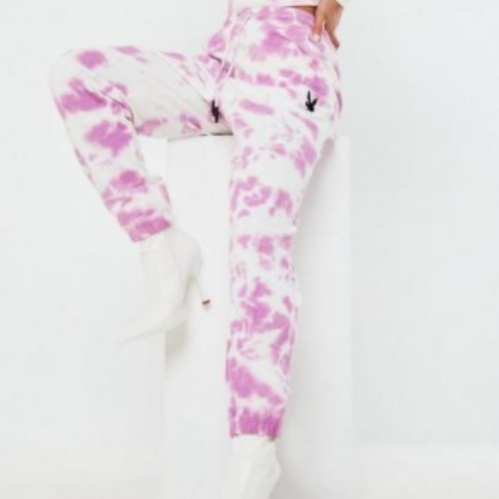 playboy x missguided pink tie dye oversized jogger